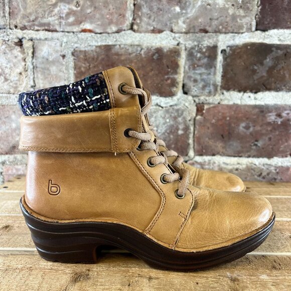 Bionica Women Romulus Camel Tan Wool & Leather Upper Ankle Boots Size 8 - Picture 1 of 10